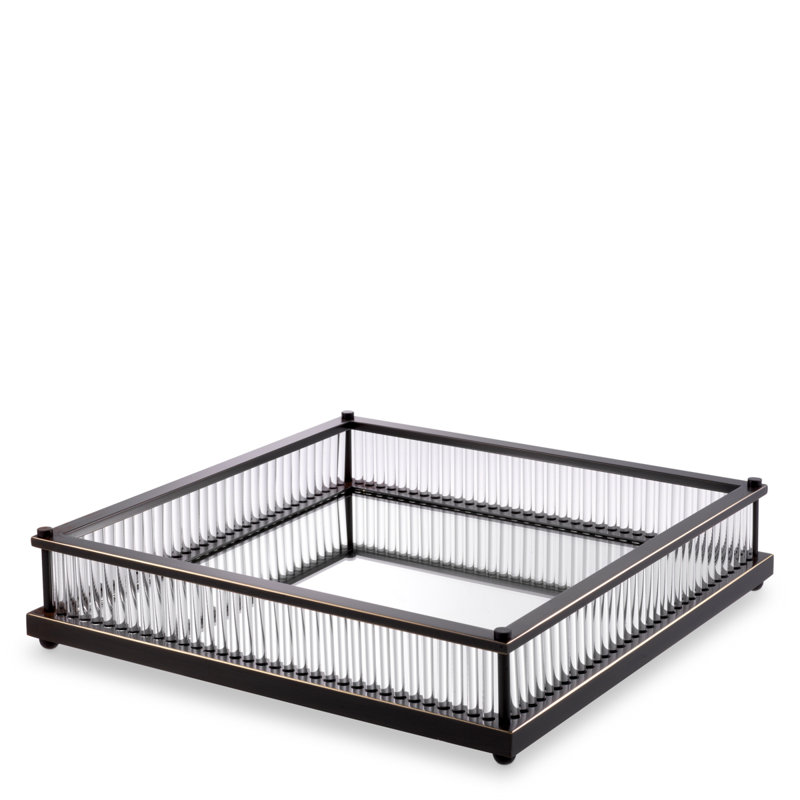 Cora Decorative Tray, Gold/Clear, 3.54" H x 15.55" W x 15.55" L
