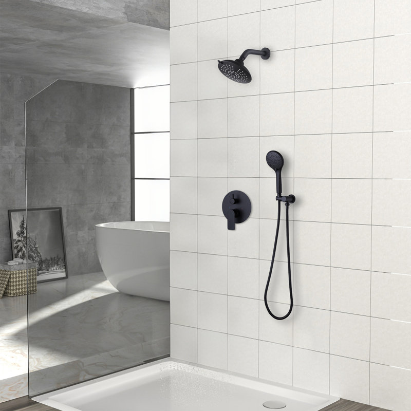 Ensemble de douche 6 po Modern, Noir mat avec boîte intégrée