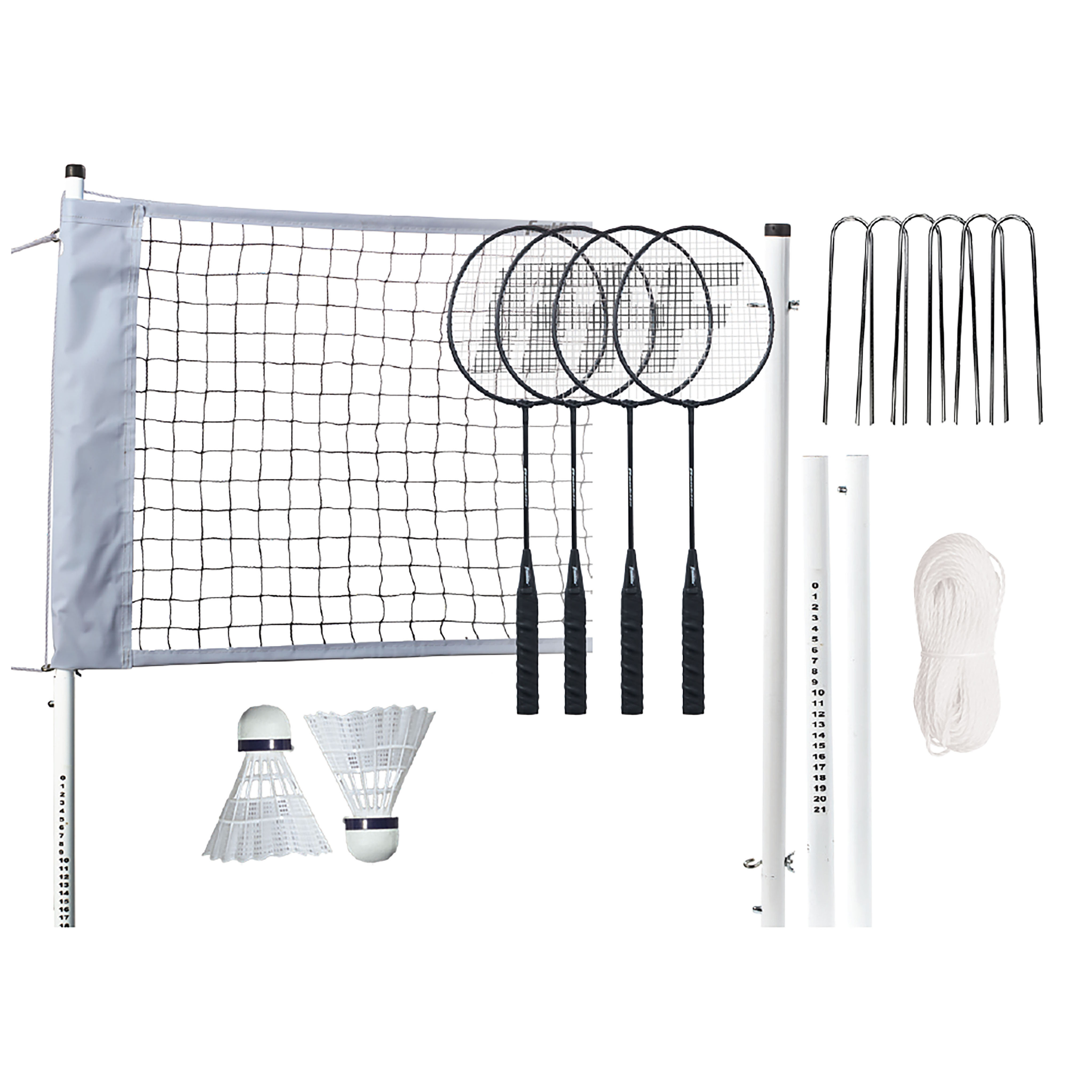 Franklin Sports Badminton Net Family Set - Includes 4 Steel Rackets, 2  Birdies, Adjustable Net and Stakes - Backyard or Beach Badminton Set - Easy  Net
