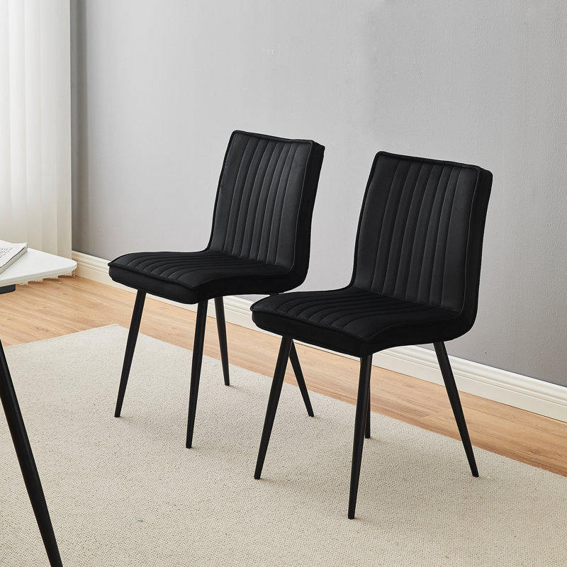 Tys 49cm H Fabric Upholstered Metal Side Chair, Black