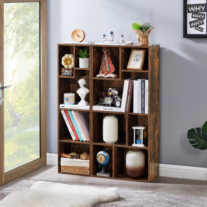Bibliothèque à 5 niveaux avec 5 tablettes de rangement cubiques, bibliothèque moderne sur pied d'une capacité de 66 lb par tablette, pouvant accueillir de grands livres à couverture rigide et des objets décoratifs