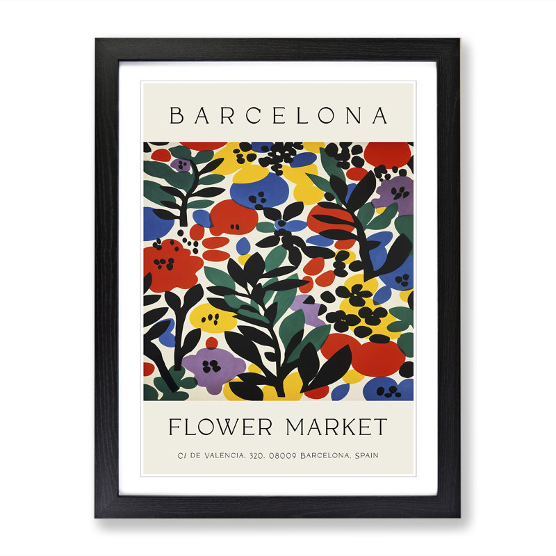 Flower Market Exhibition Barcelona No.1 - Single Picture Frame Print on Wood, 64cm H x 46cm W x 2cm D