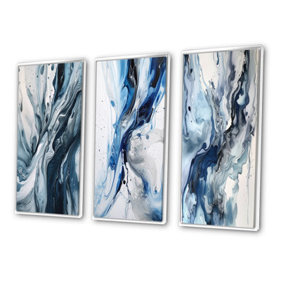 Ensemble de 3 toiles bleues et grises bleu et gris - Elixir bleu et gris
