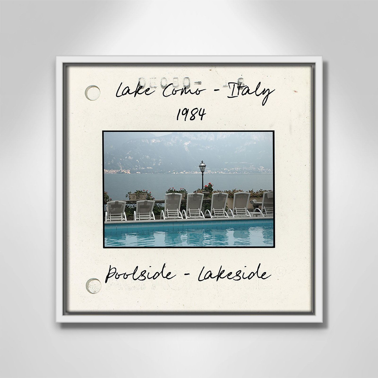 Travel Slide Collection "Lake Como, Italy" Print, White Floater Framed Canvas, 13.5" H x 13.5" W x 2" D