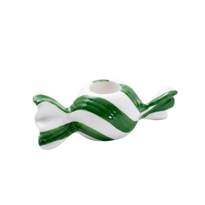  Striped Candy Candle Holder - Green