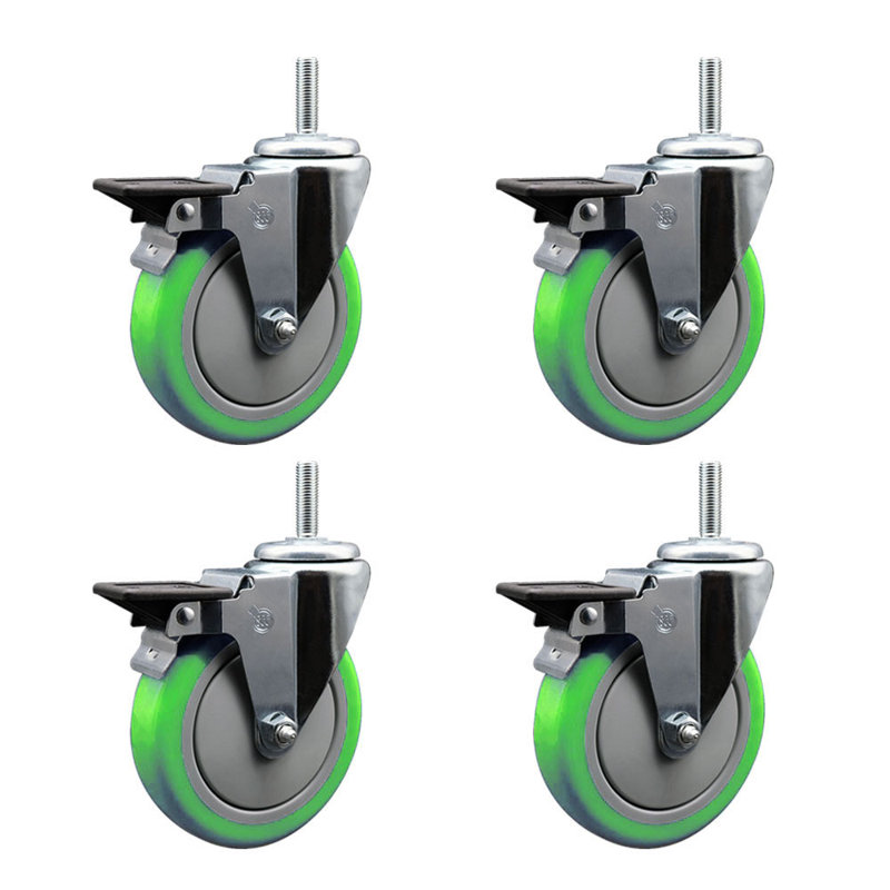 Poly Wheel Swivel 3/4 Inch Threaded Stem Caster with Brake