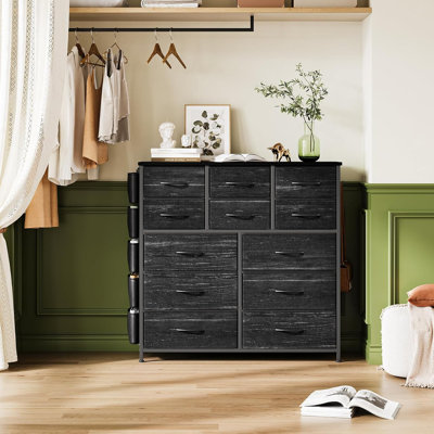 12 Drawer Dresser with Fabric Bins,Fabric Storage Tower,Closet Organizers and Storage for Bedroom,Hallway&Entryway,Wood Top Chest of Drawers,Easy Pull