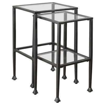 Leilani 2-Piece Glass Top Nesting Tables Black -  Coaster Fine Furniture, COAF901073