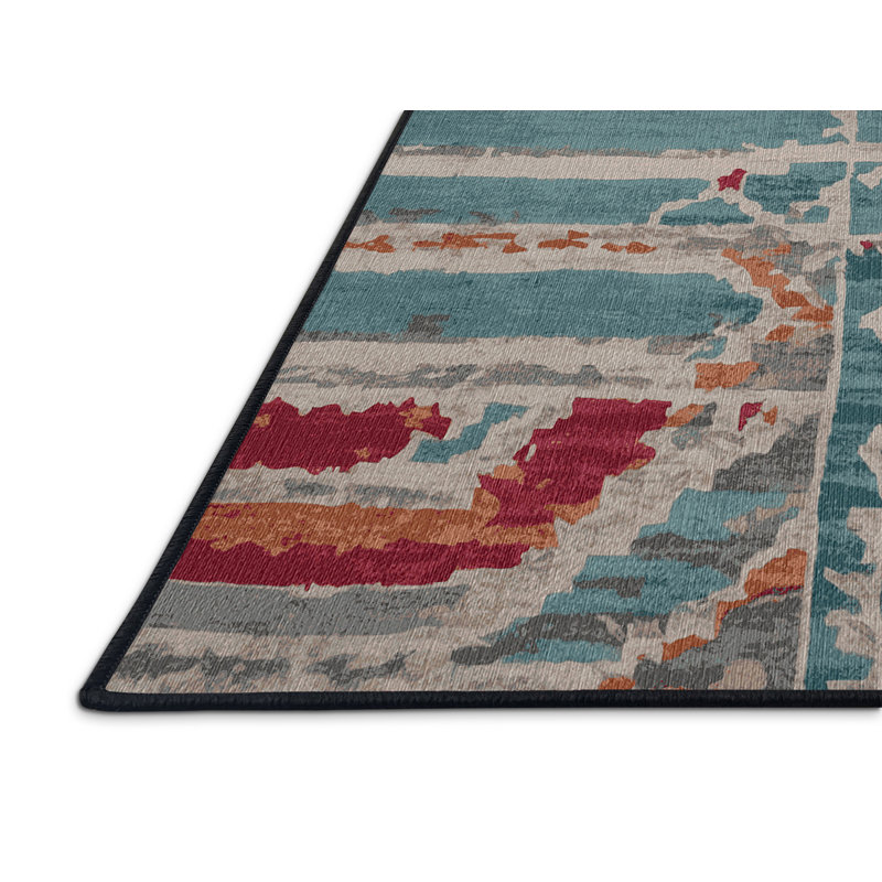 Machine Washable Gray Area Rug, Square 3'
