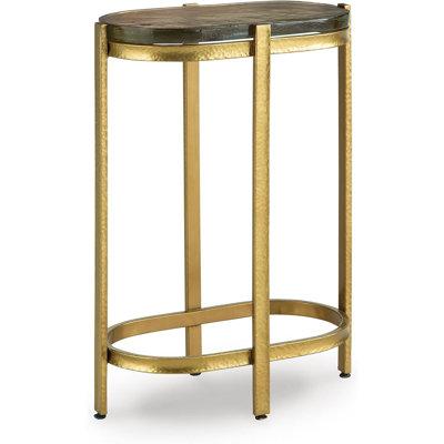 Modern Accent Table – Cast Glass Top With Gold Frame