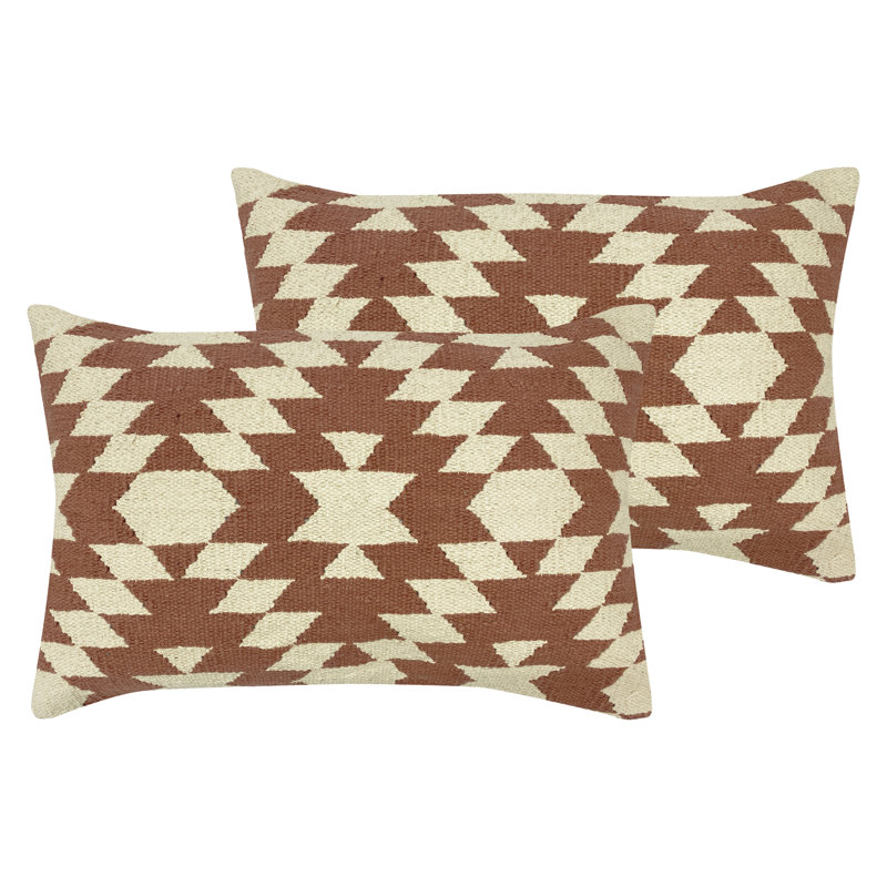 Geometric Rectangular Cushion, Brown