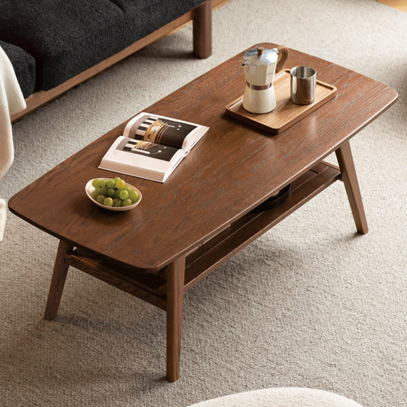 Simple solid oak tea table, 17.32" H x 31.49" L x 19.68" W