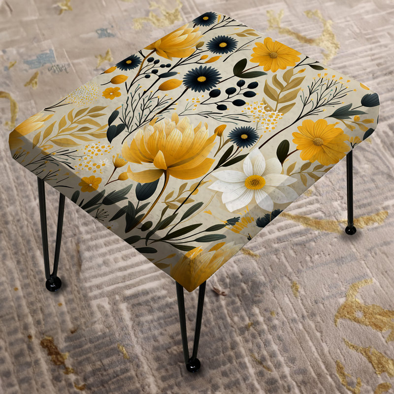 Retro Floral Revival Botanical Pattern II - Botanical Rectangle Ottoman