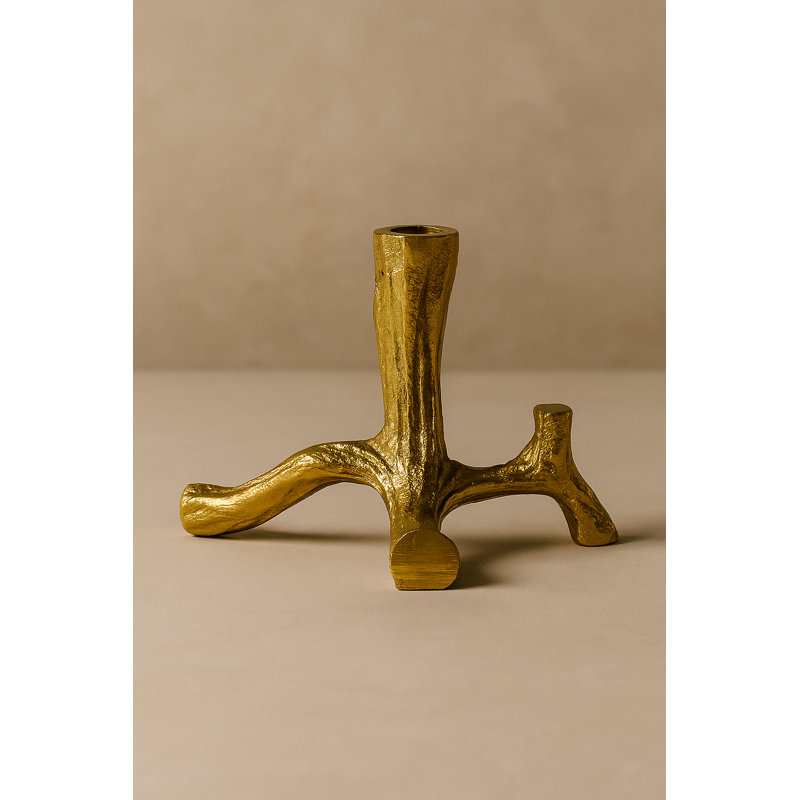 Raíz Studio Rooted Candle Holder – Hand-Cast Gold Sculptural Candle Stand (Tall & Short), 8" H x 4" W x 4" D