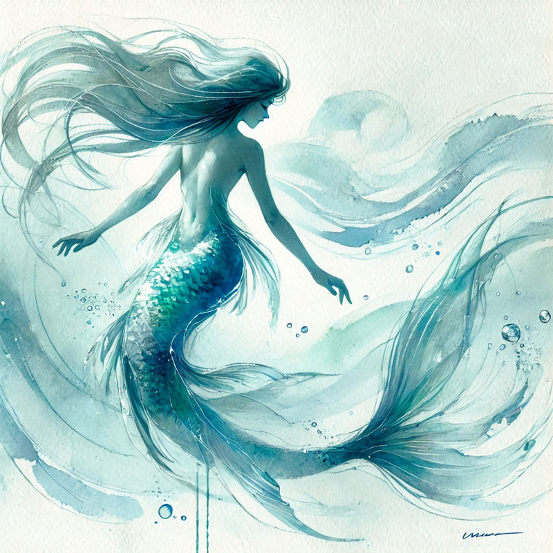 Mystic Mermaid Wrapped Canvas Wall Art, 30" H x 30" W