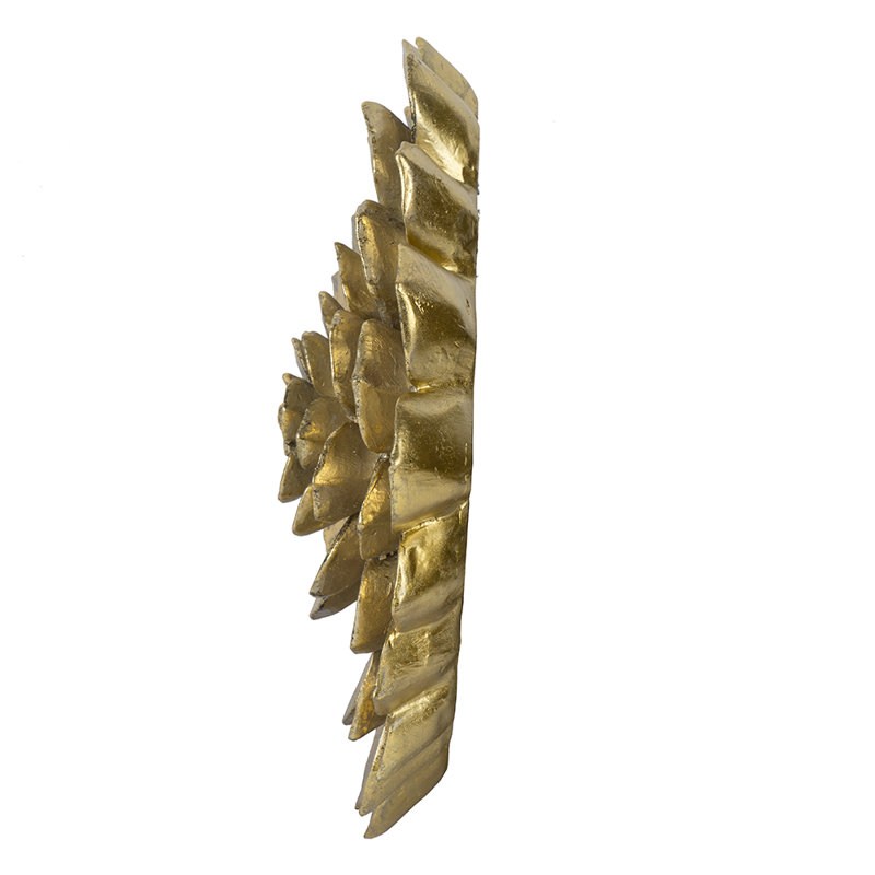 Plaque murale succulente - 98% résine, 2% métal, 2,4 x 10,2 pouces, 3,6 lb, finition dorée pour la maison et le bureau, magnifiquement fabriquée et de forme naturelle, 3,6 lb