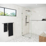 Venus 34 in. x 86.75 in. Fully Frameless Arched Single Fixed Shower Panel