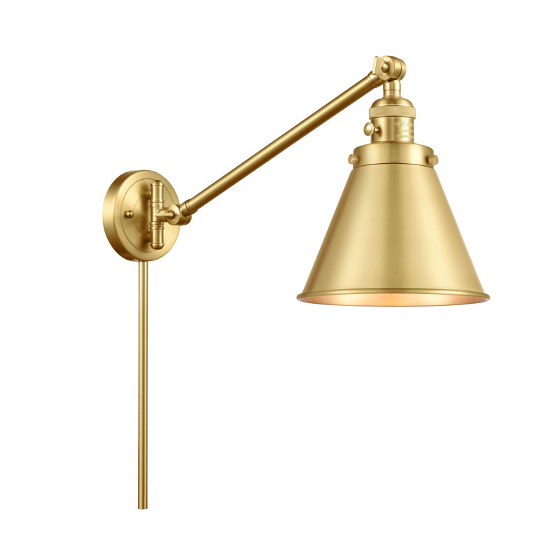 Donovan Plug-in Swing Arm Sconce, LED, Satin Gold