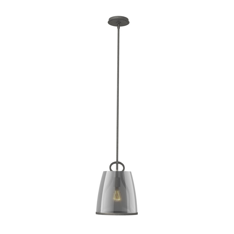 Caliper 1 - Light Single Dome Pendant, Plated Smoke, Natural Iron