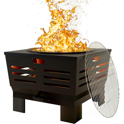 Fire Pit With Stand,Smokeless Wood Burning Firepit With Ash Pan,Portable Outdoor Firepit With Cooking Grate & Poker For Camping,Backyard|L:23''Xw:23''Xh:19'',28.6Lbs
