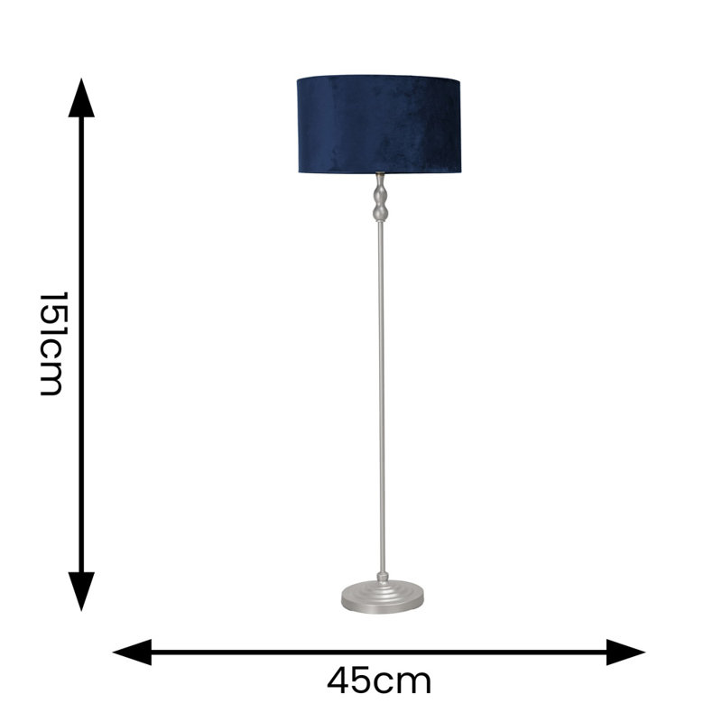 Rinnah 151cm Traditional Floor Lamp, Navy Blue, Brushed Chrome