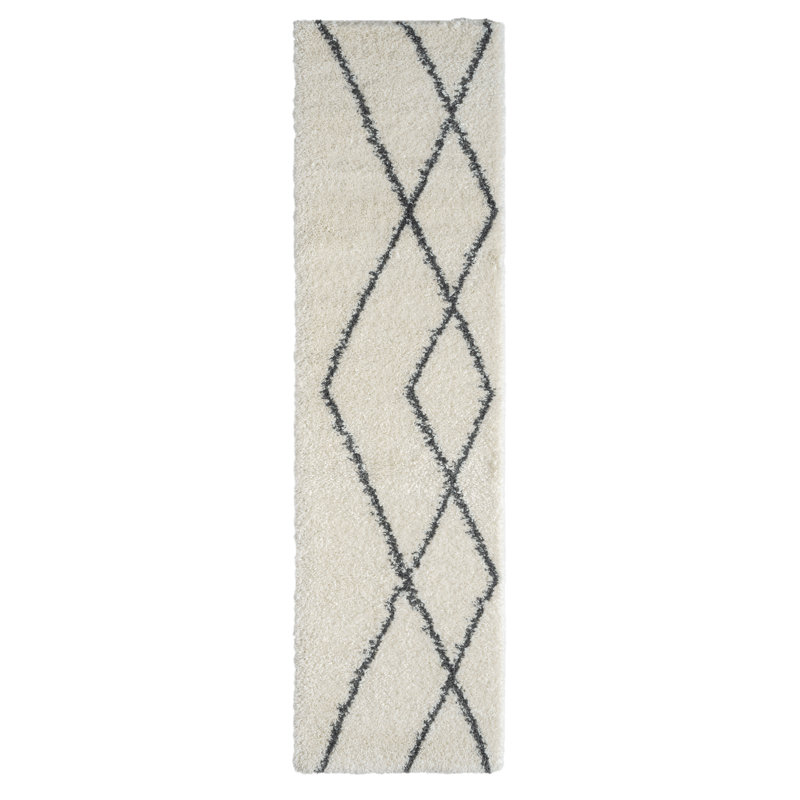 Shaggy Lush Diamond cream Rug, Runner 80 x 300cm