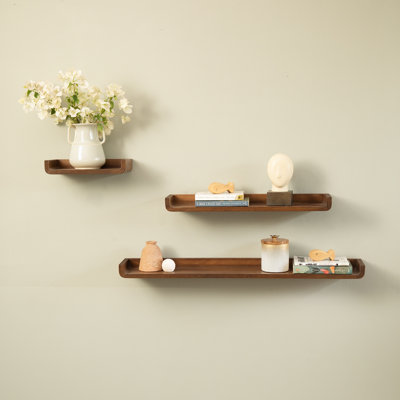 In Between Modern Floating Wooden Wall Shelves, Decorative Storage Shelf for Kitchen, Bedroom, Living Room, Office.