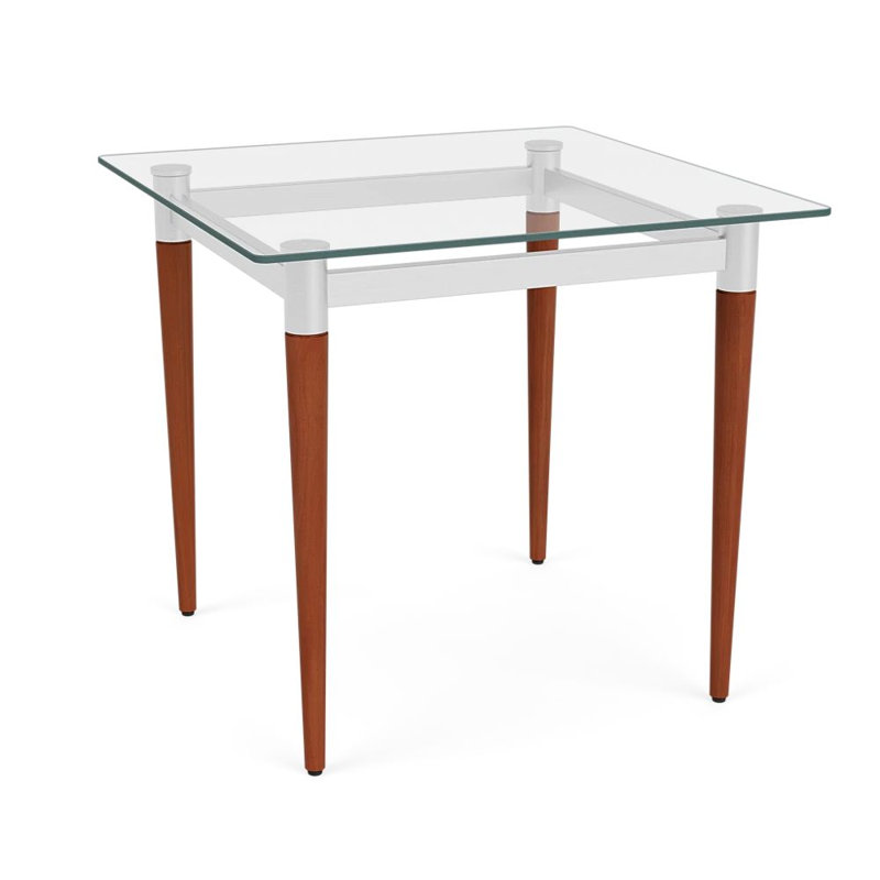 Siena Lounge Reception End Table - Glass Top, Cherry