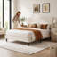 Structure de lit plateforme tapissier grand format sans sommier beige-130085745-130085743