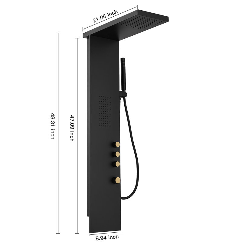 Panneau de douche 52,55 avec, Noir mat