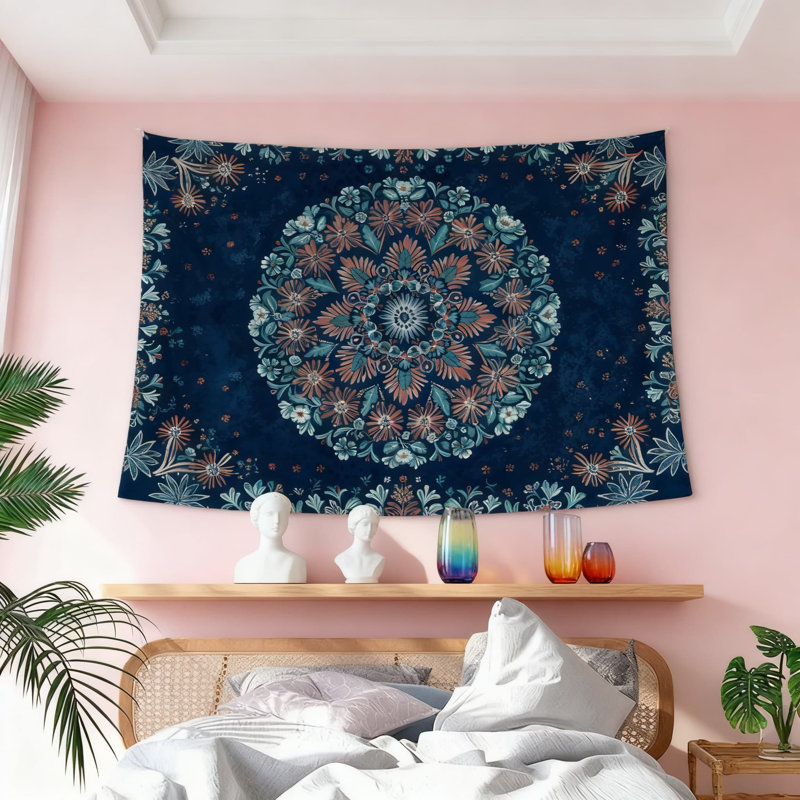 Tapisserie florale Mandala, H 36 po x l 48 po 