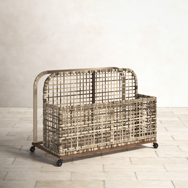 Birch Lane™ Broughton 43.5'' W 30 Gallons Water Resistant Metal Towel Valet with Wheels in Distressed Gray/Brown