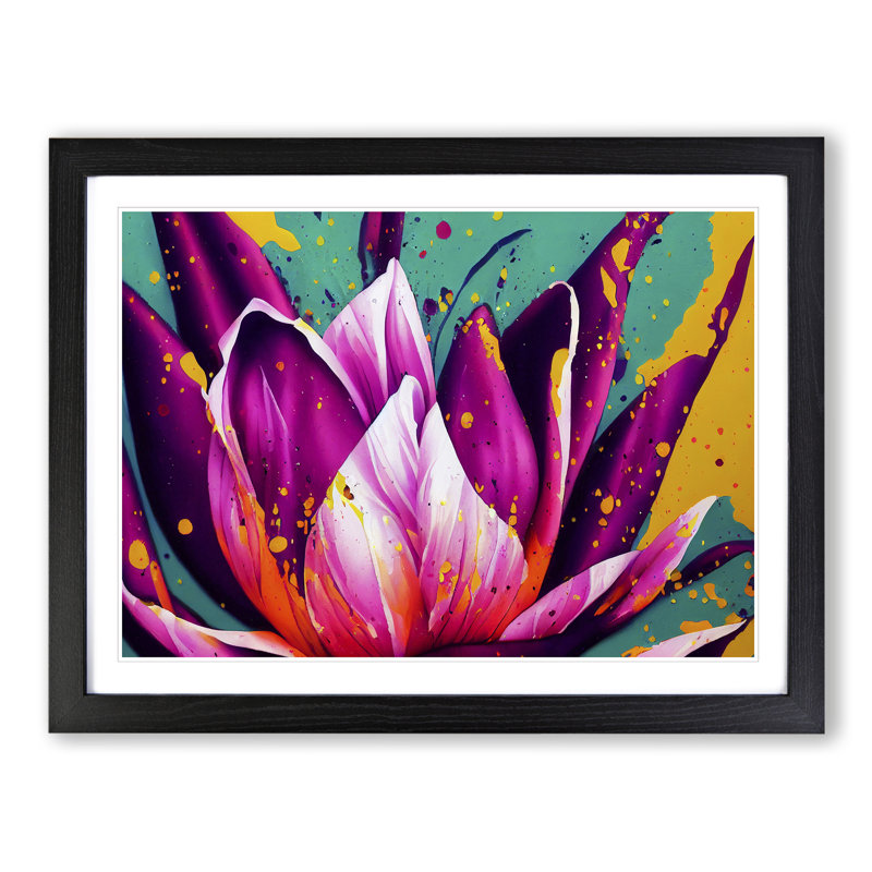 XH1022-9239X Tulip Flower Splash Vol.2 Abstract - Single Picture Frame Print, Black Framed, 46cm H x 64cm W x 2cm D