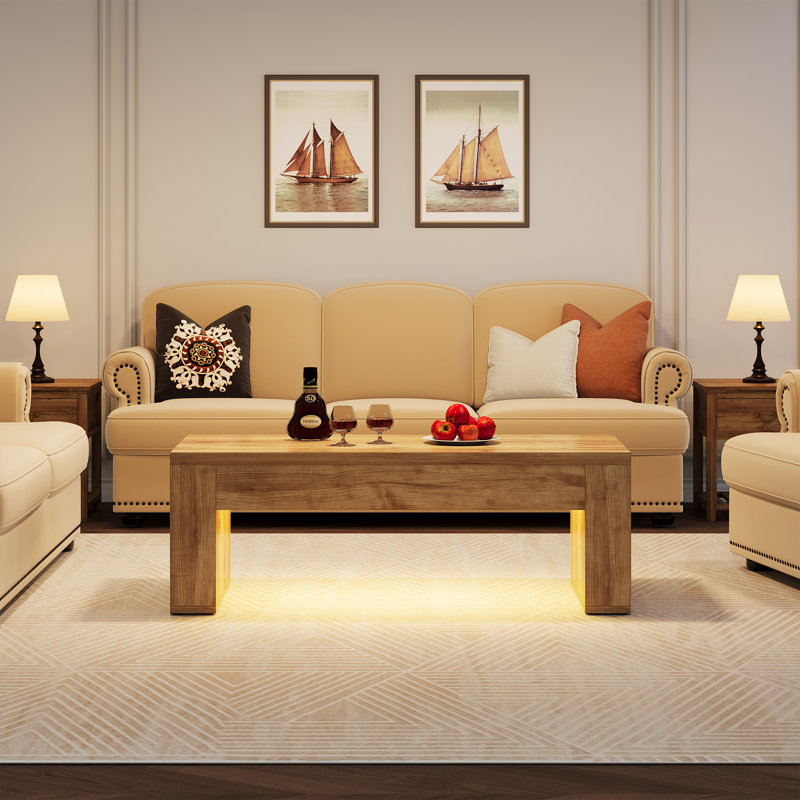 48" LED Coffee Table For Living Room, Brown