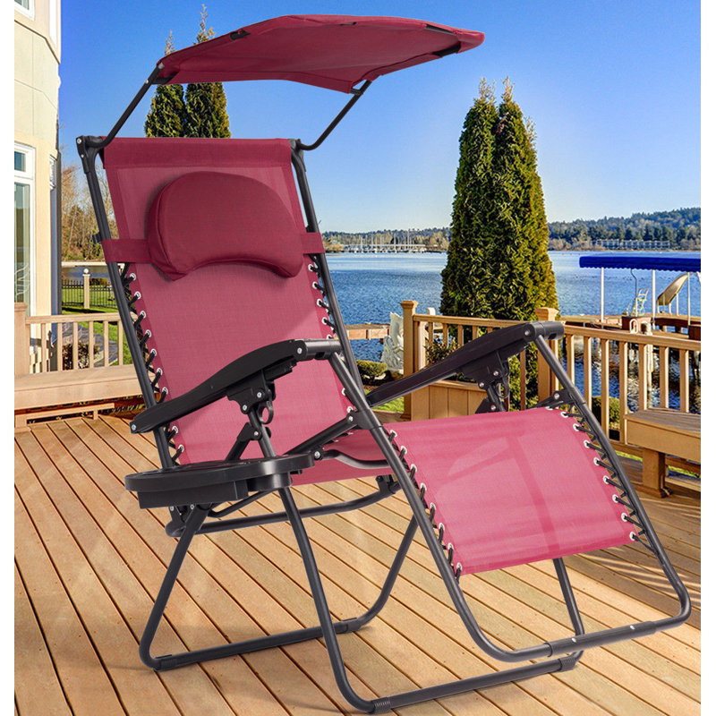 Kalobe Outdoor Metal Chaise Lounge, Wine