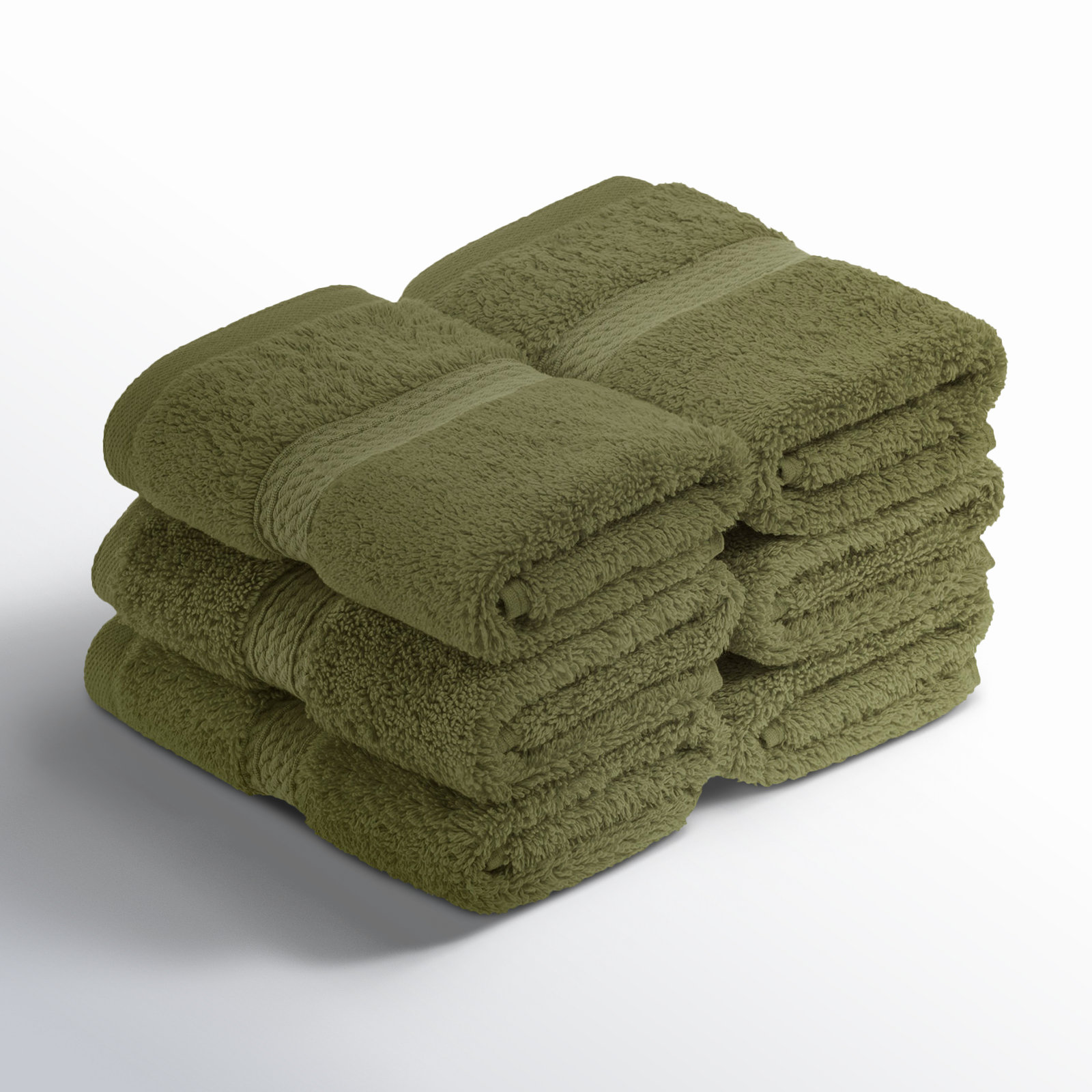 Renata Certified Egyptian Cotton 800 GSM Plush Heavy Highly Absorbent Luxury Washcloth , Forest Green, Washcloth - 6 Pack