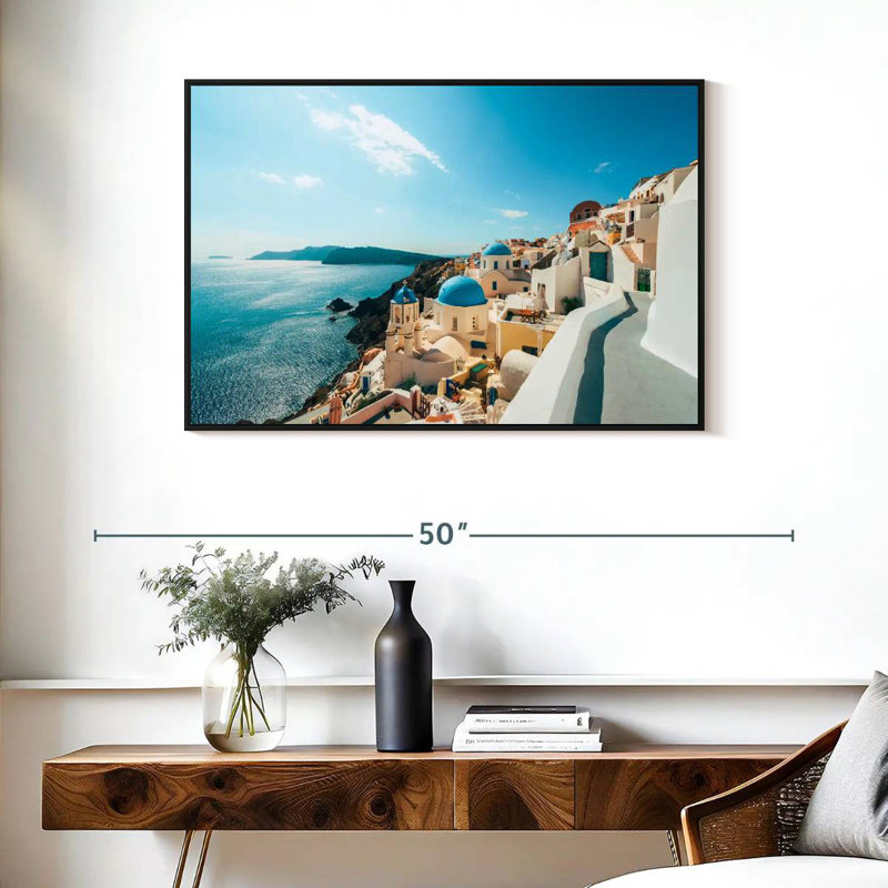 Oia Santorini Grèce, Cadre flottant noir, 37 po x 25 po
