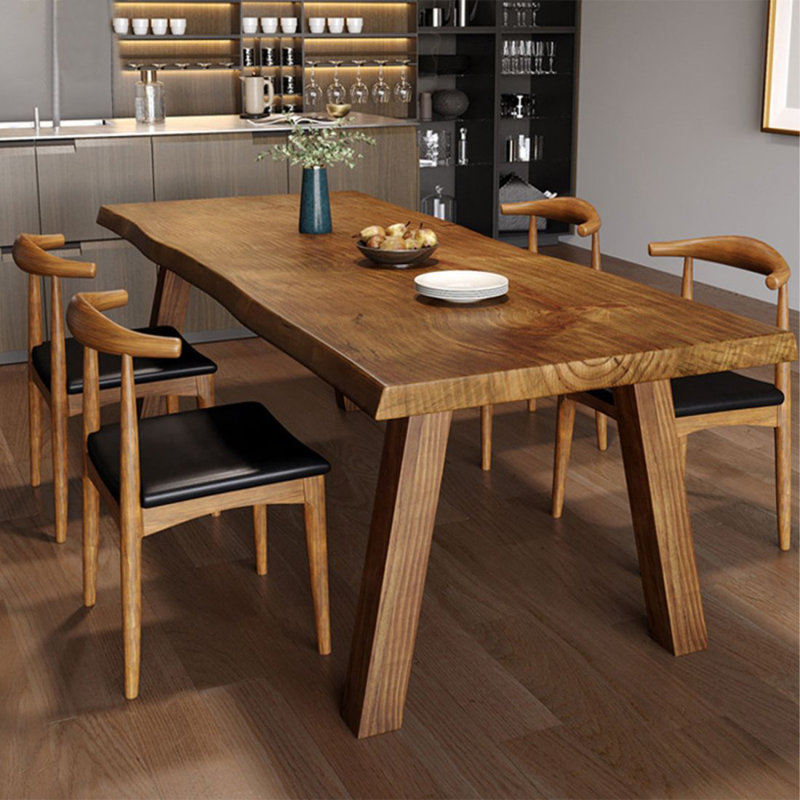 American-style rectangular solid wood dining table, 29.53"H x 78.74"L x 31.5"W