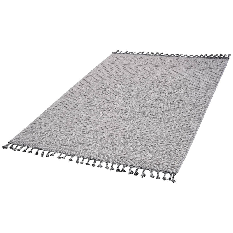 Collection Medallion Indoor/Outdoor Area Rug, Rectangle 5'3" x 7'6", White