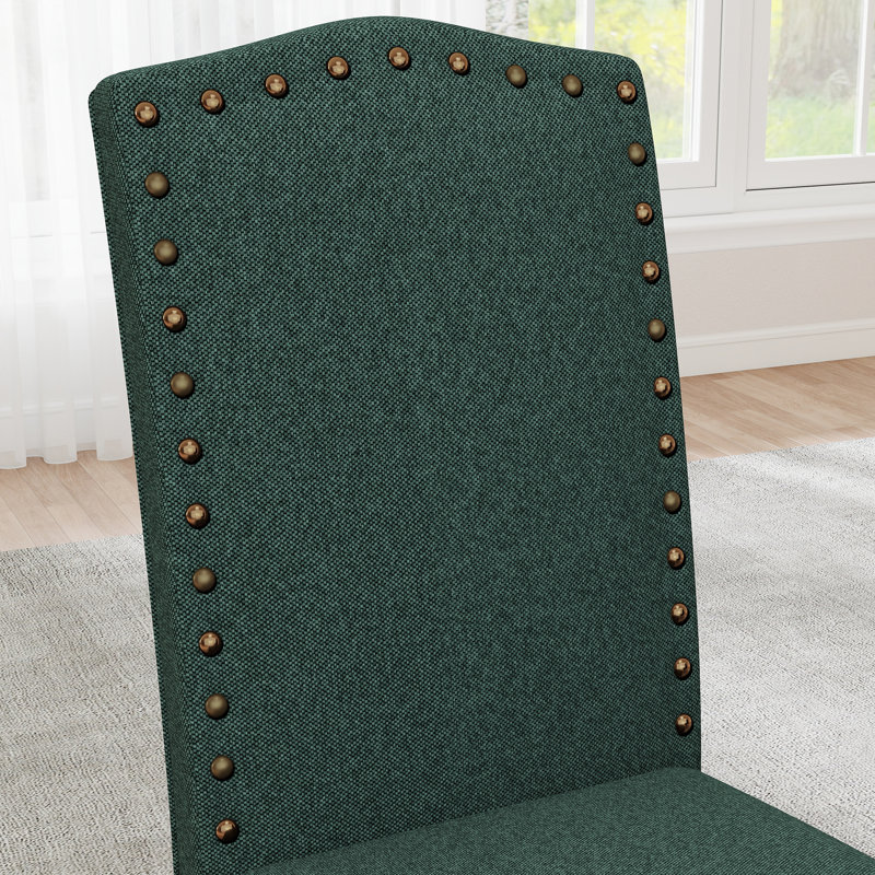 Chaise parsons rembourrée en bois H 19,5 po Mourya, Tissu vert