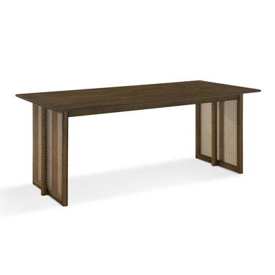 Large 6 Seat Wood Dining Tables (table only, no chairs, complete with top and legs), Modern Rattan Kitchen