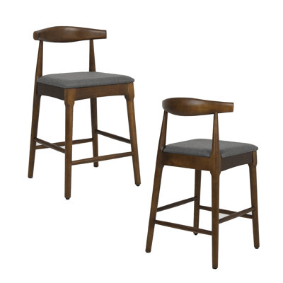 Ensemble de 2 tabourets de bar en bois massif avec repose-pieds