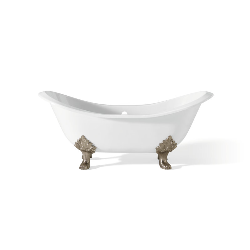 Baignoire de trempage autoportante en fonte 72 "x 31" Regency, Nickel brossé