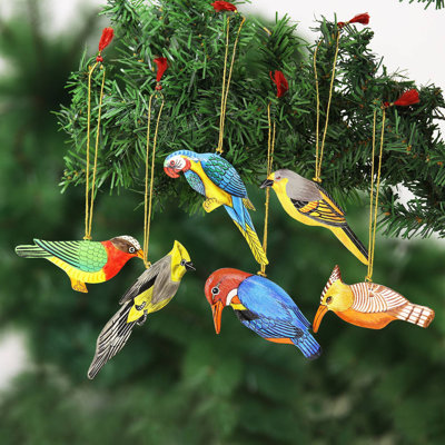 1.4'' Striped Wood Animals Hanging Figurine Ornament