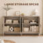 Meuble de rangement, buffet avec porte coulissante de style grange, étagère, gris pâle