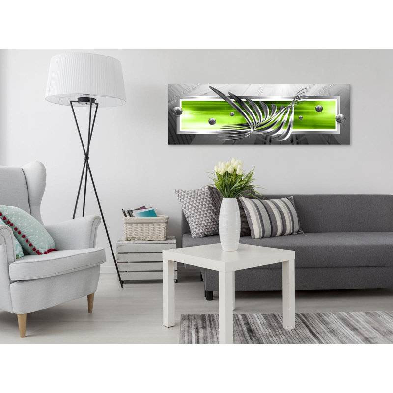 «Silver Wings Narrow Green» sur toile, H 20 po x l 59 po x P 0,7 po