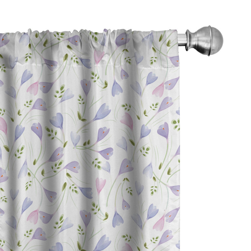 Floral Semi-Sheer Rod Pocket Curtain Panels, 28" x 95"