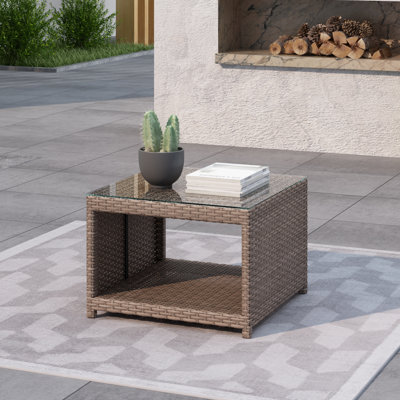 Amberson Fully Assembled Square Coffee Table With Tempered Glass