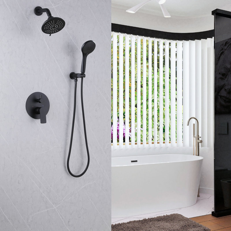 Pomme de douche murale 6 po avec douche à main à 3 réglages, Noir mat