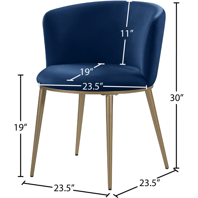 Chaise en velours Skylar, Or brossé, Velours marine
